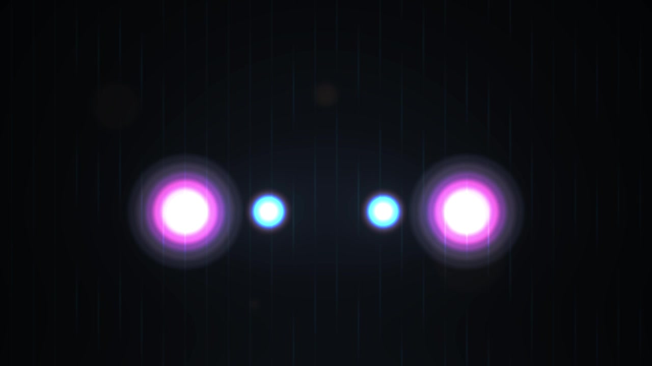 Cerchi astratti blu e viola luminosi con effetto lens flare