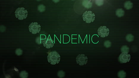 animación del texto de la pandemia sobre las células del virus