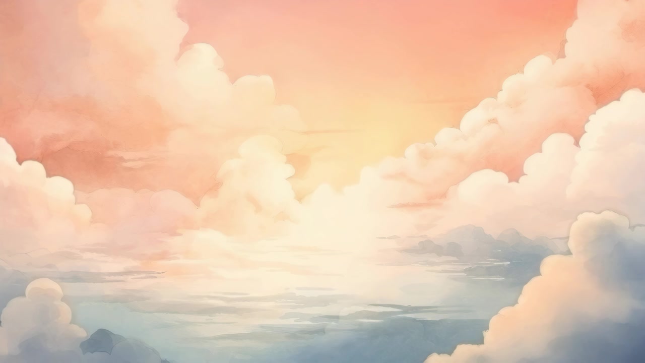 Animated Clouds Drifting in a Soft Pastel Sunset Sky