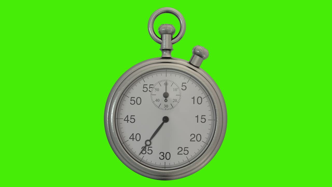 animación digital de un cronómetro sobre un fondo verde