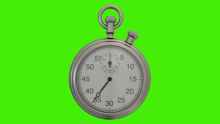 Digital animation of Stopwatch on green background