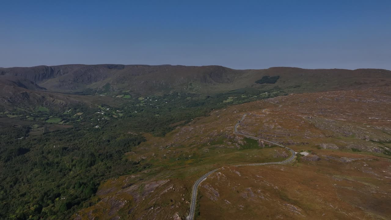 Aerial View of Winding Mountain Road in Ireland