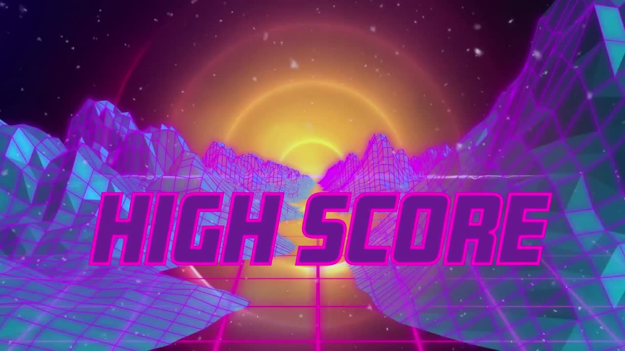 메타버스 배경 위의 높은 점수 텍스트의 애니메이션