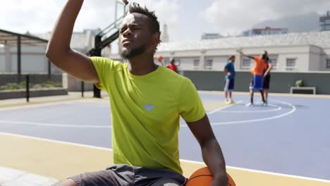 basketball player pouring water on face 4k