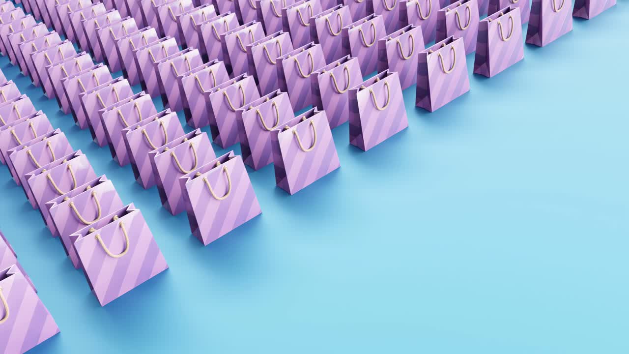 온라인 상점 애니메이션 인터넷 전자 상거래를 위한 쇼핑 가방의 3d 렌더링