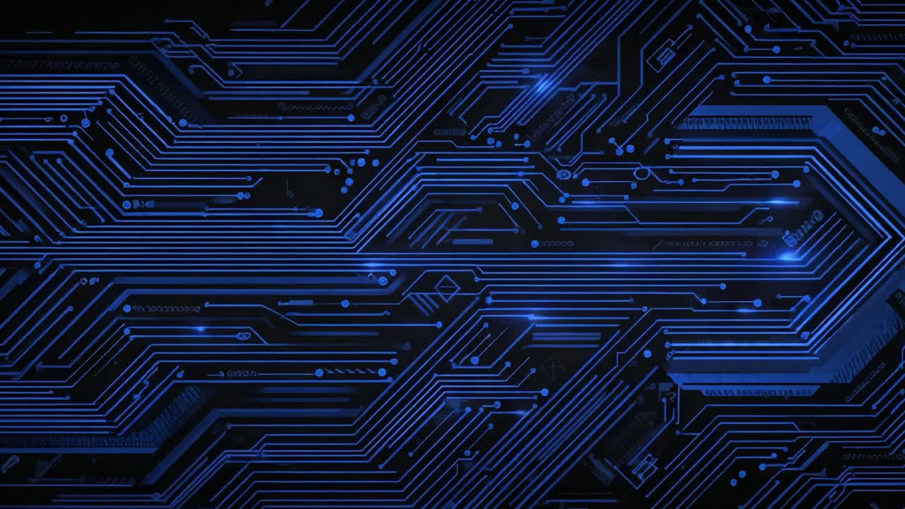 Abstract Futuristic Circuit Board Background Featuring Blue Lines and Digital Elements for Technology and Innovation Design Concepts