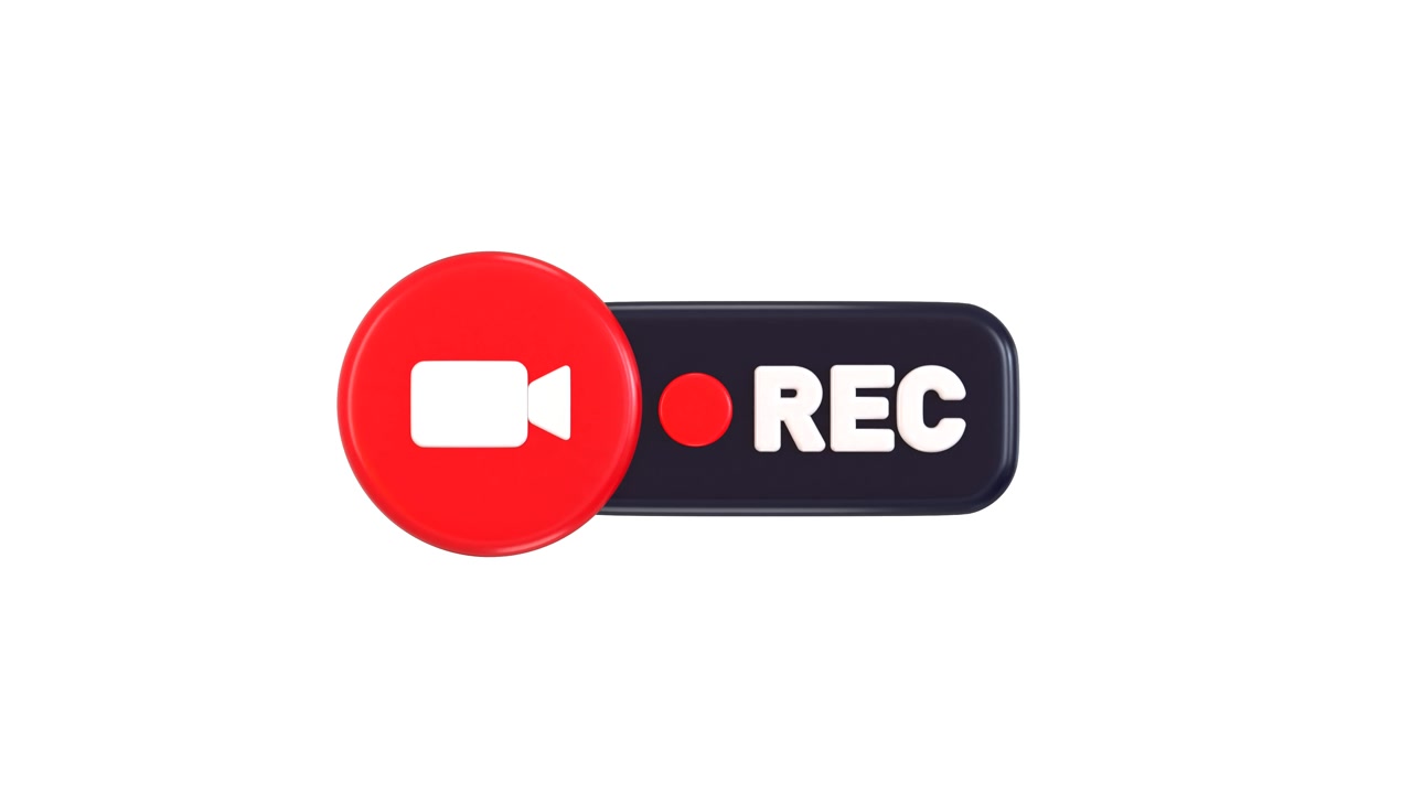 3D Recording Indicator Icon with Blinking Red Light