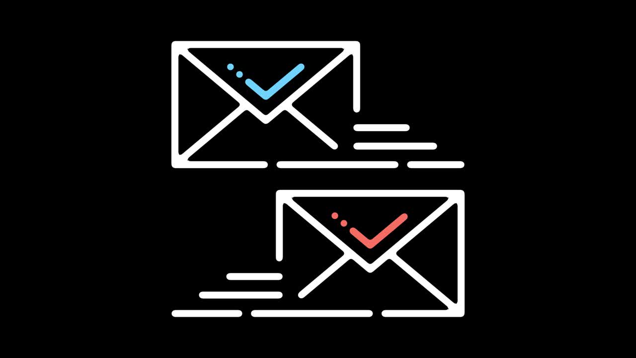 Email Certificate Line Icon Animation with Alpha