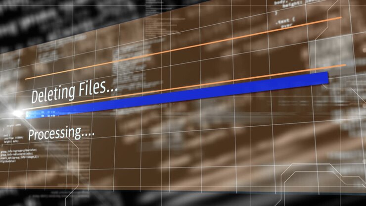 Animation of data processing on black background