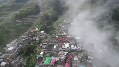 aerial view, nepal van java which is a tourist village on the slopes of mount sumbing, magelang, central java