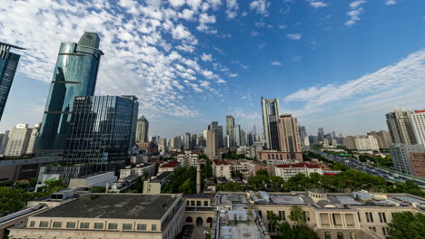 timelapse of the shanghai city skyline from a high vantage point