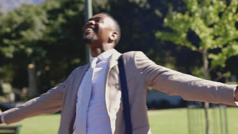 Relax,-happy-and-business-black-man-walking