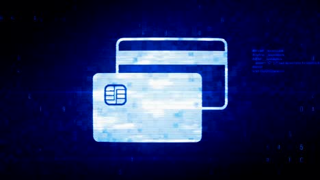 credit card symbol digital pixel noise error animation.