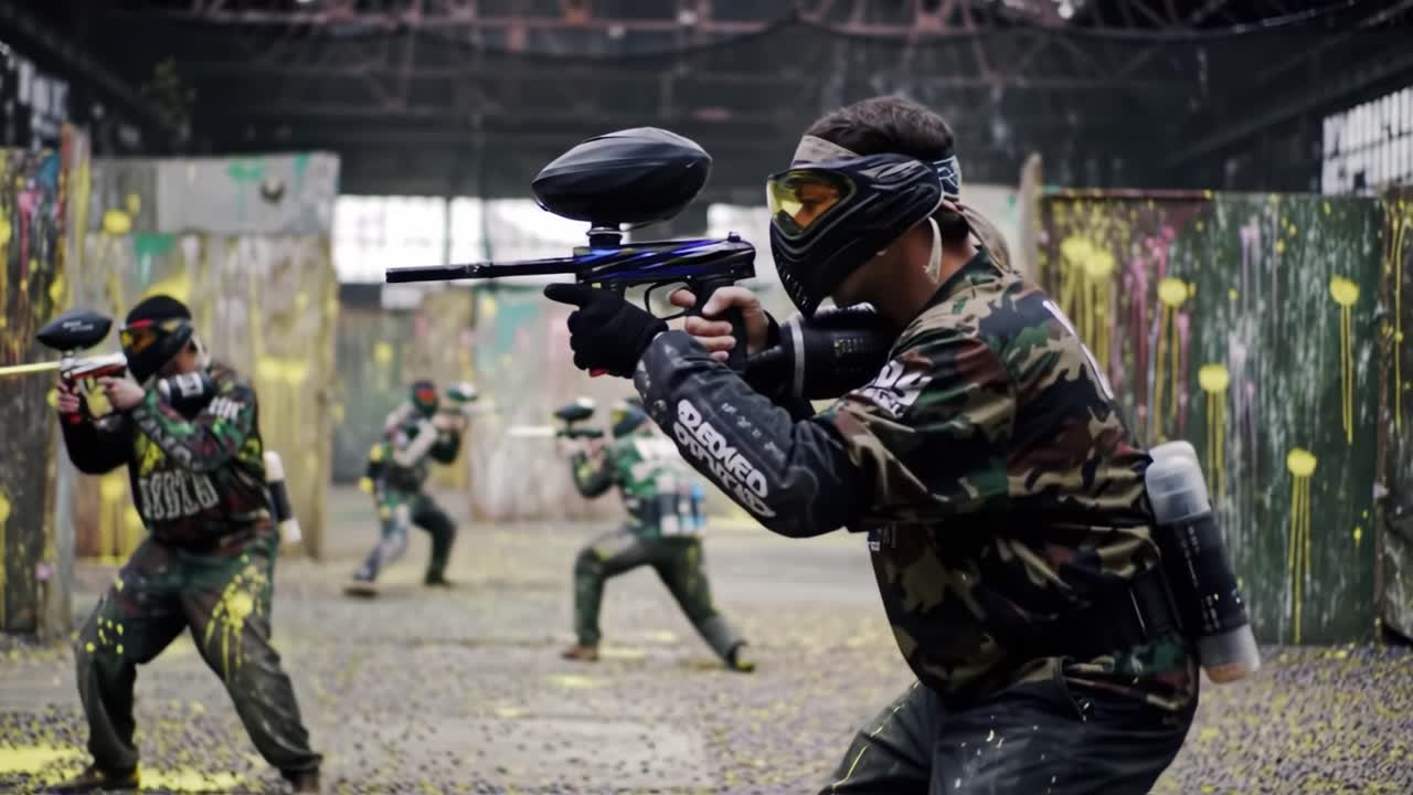 jugadores de paintball en acción