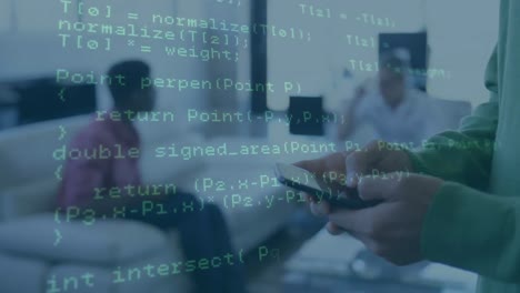 animación del procesamiento de datos sobre diversas personas de negocios