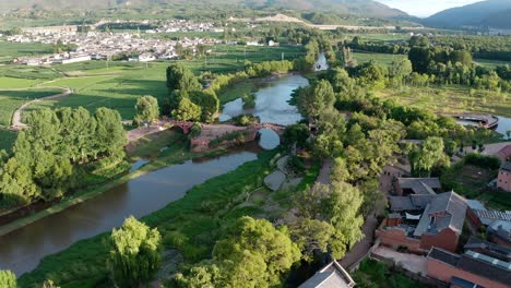 village and fields in shaxi, yunnan, china.