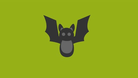 animación del icono de murciélago en el fondo de la pantalla verde. video 4k. clave de croma. útil para video explicador, sitio web, tarjetas de felicitación, aplicaciones y publicaciones en redes sociales