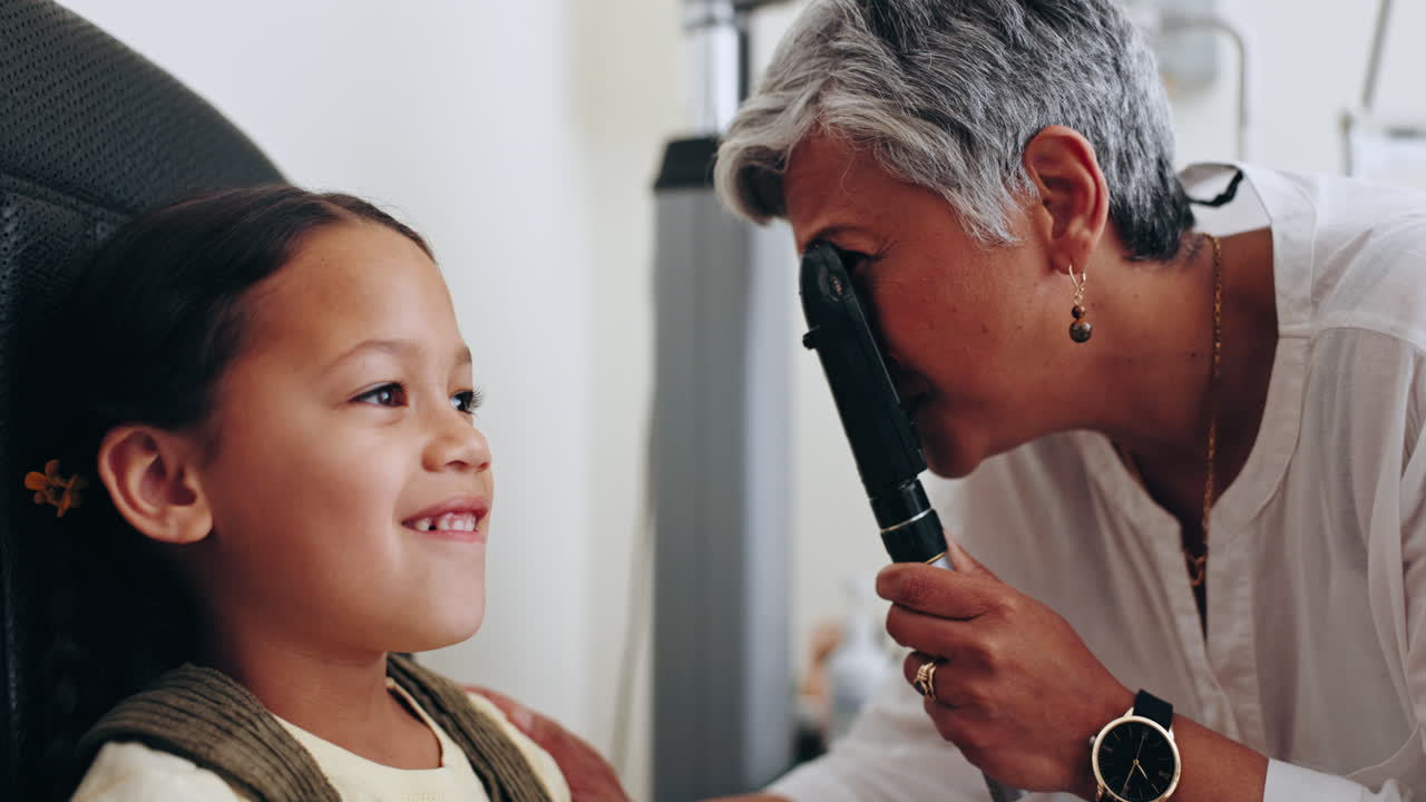 Eye test equipment, child or woman face