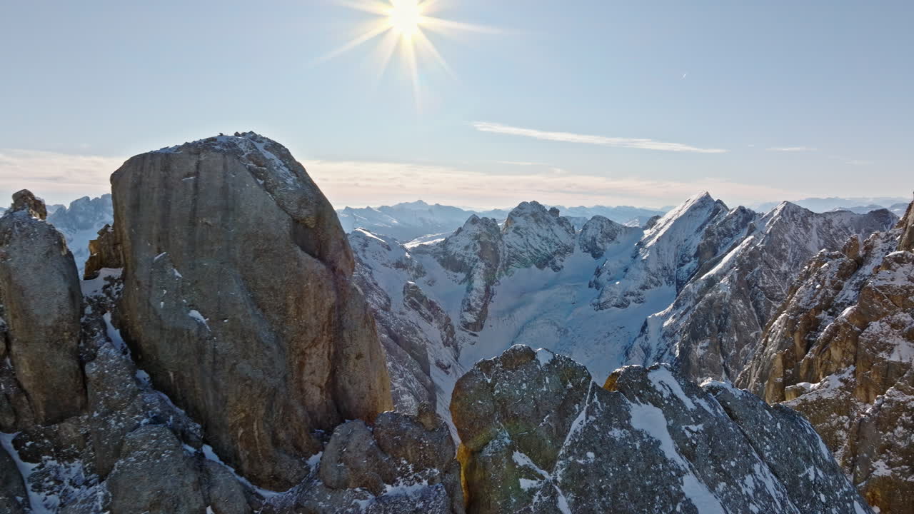 Aerial drone view of the Marmolada mountain in the Dolomites, northeastern Italy