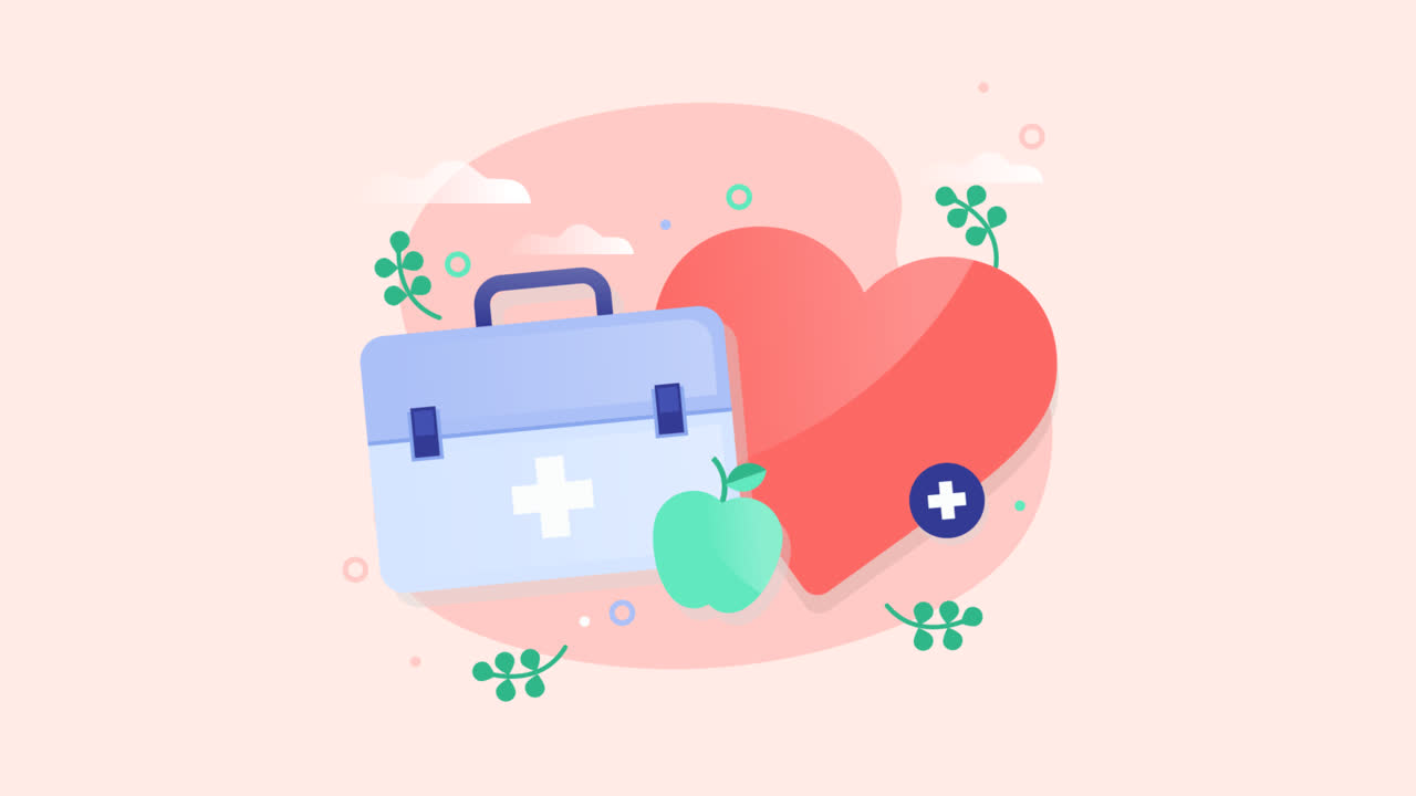 플래트 디자인의 모션 그래픽 세계 건강의 날 축하