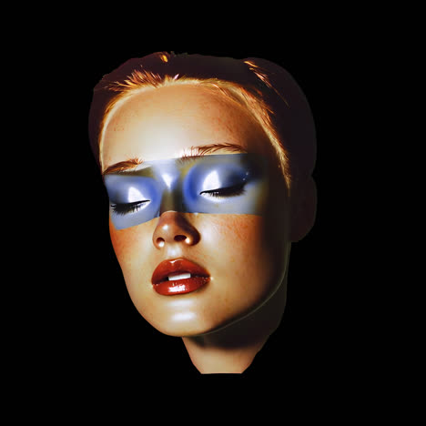 futuristic surreal portrait art animation isolated asset, transparent 4k video, alpha channel