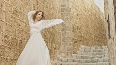 dancer spinning on a staircase and move gently