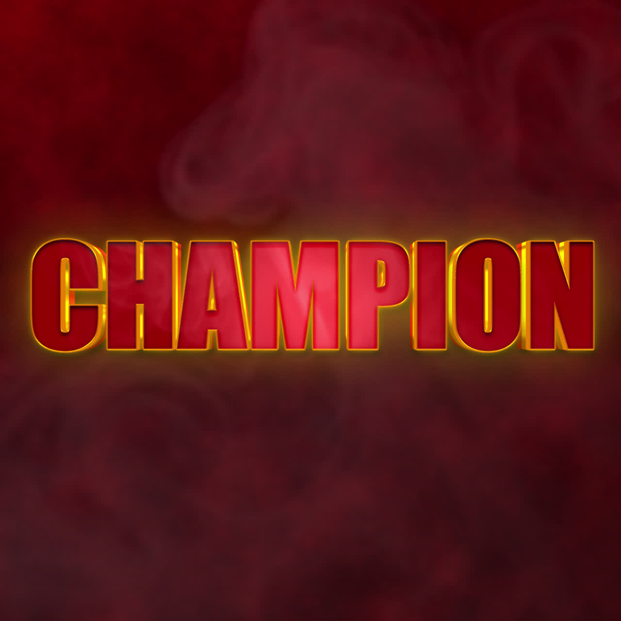 Champion Text on Red Smoky Background