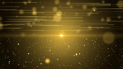 golden abstract background with lines and particles