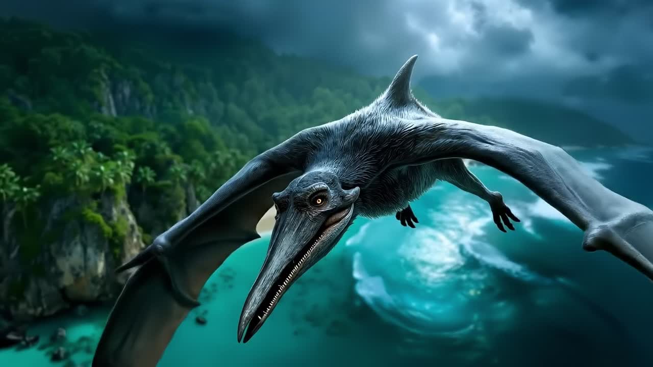 물 위를 나는 큰 새