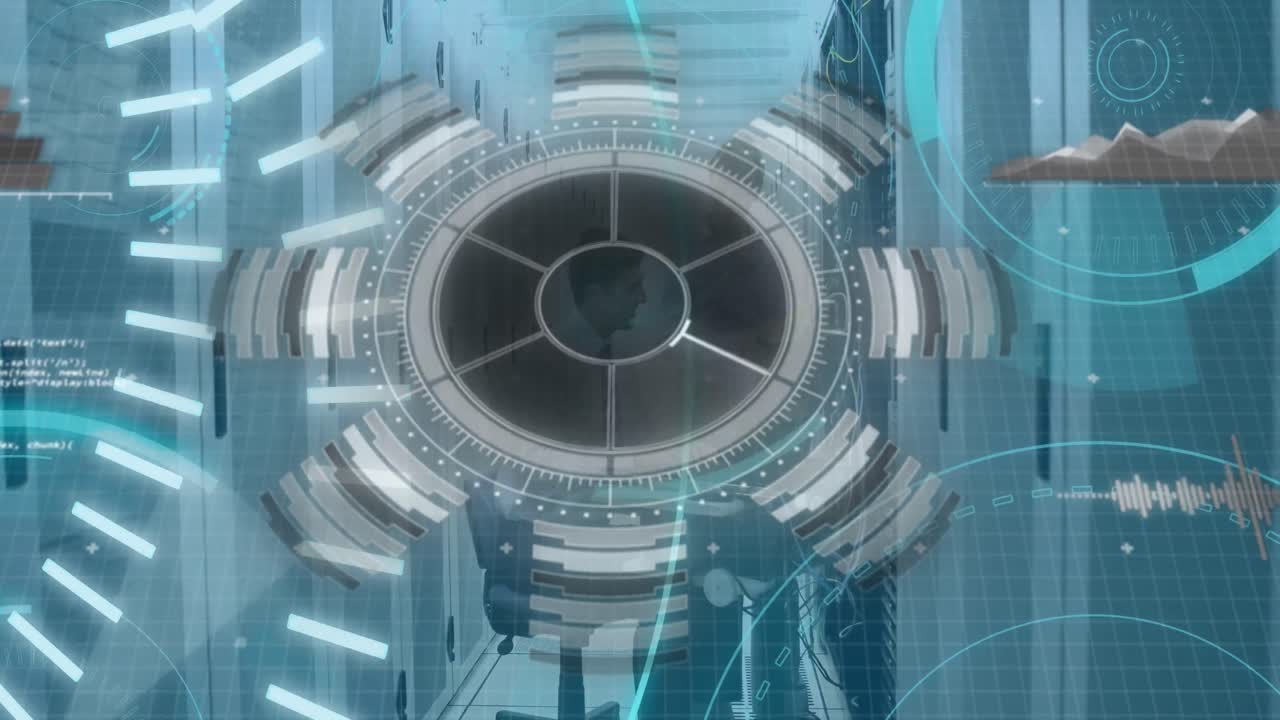 서버 에 있는 다양한 사람들 위에 5g 텍스트와 함께 스 스캔의 애니메이션