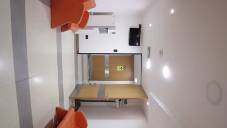 entrance to the waiting room of the nuclear medicine area in a private clinic, prior to being seen for medical examinations