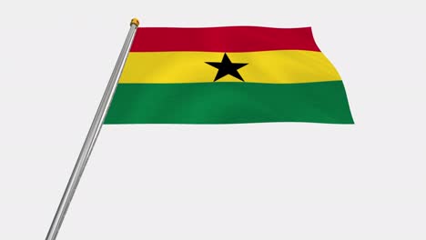 loop video of ghana flag  fluttering in the wind, slow motion video of 4k , with alpha channel