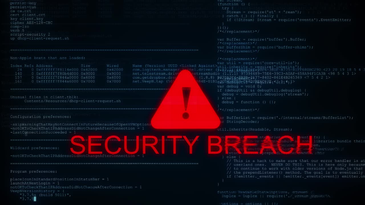 System hacked warning alert cyber attack on computer network virus spyware malware or malicious