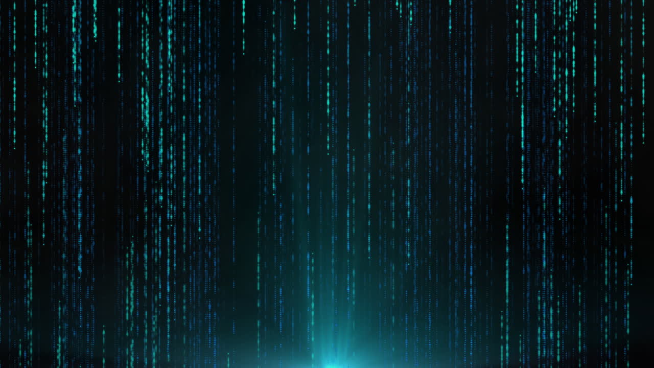 Animation of lines made of green dots moving fast on black background