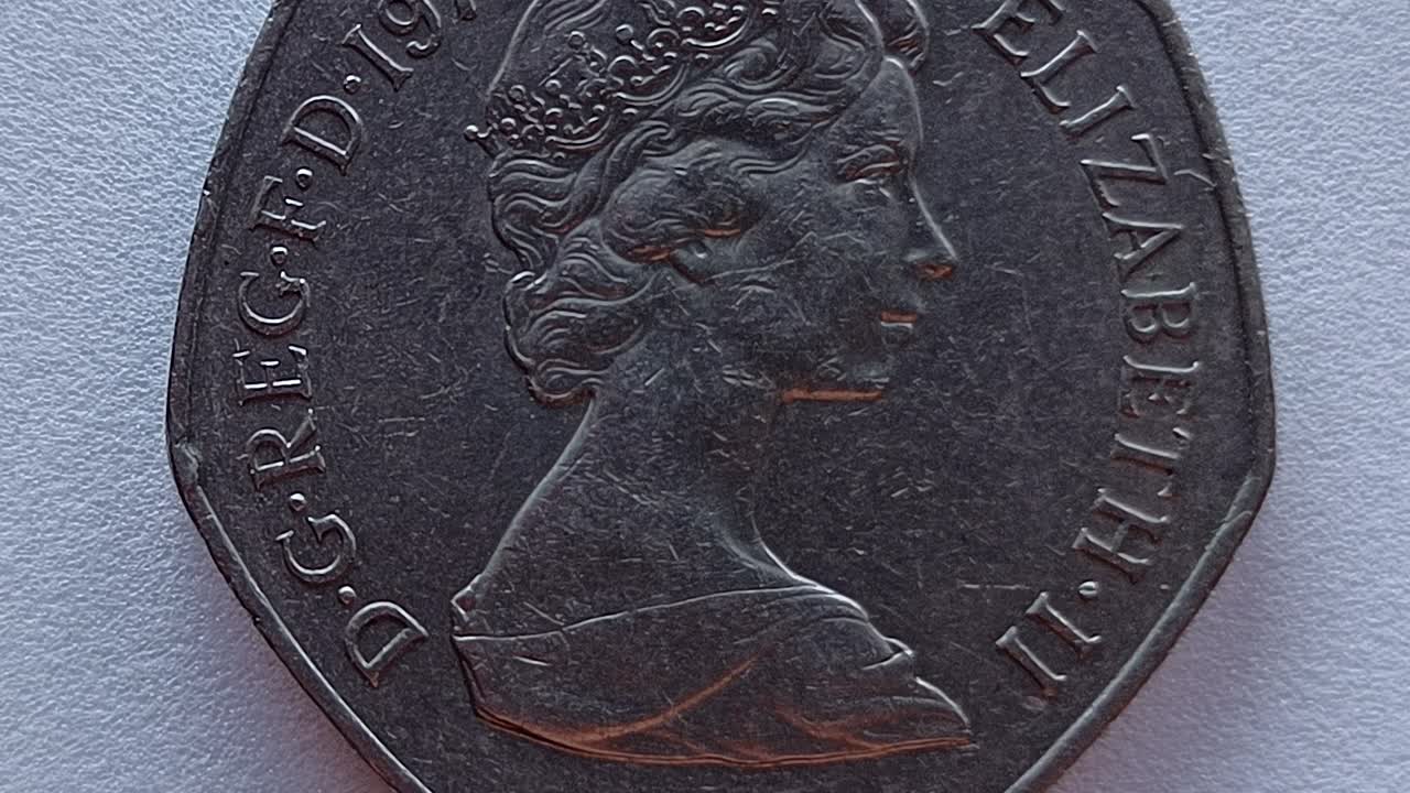 50 Pence British Coin Rotating