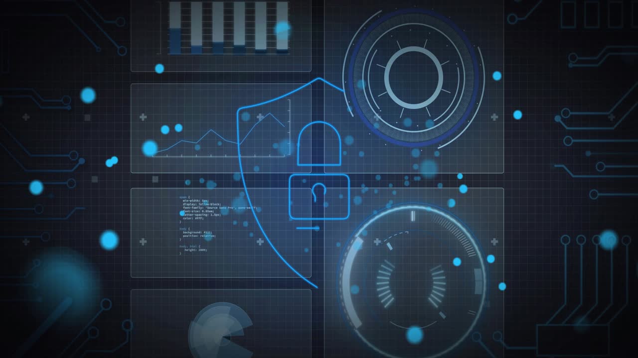Blue particles appearing left sparking shield forming, lock solidifying, securing dashboard