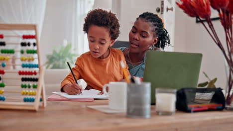 mother helping child with homework