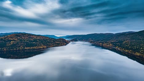 Aerial-view-of-the-Verrasundet-fjord-in-Trøndelag-county,-Norway