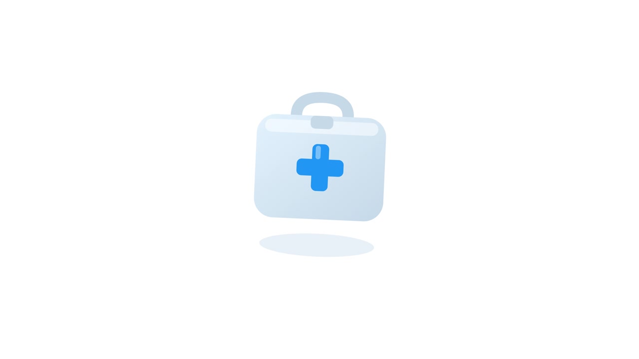 Ícone Animado de Kit de Primeiros Socorros Médico Flutuando