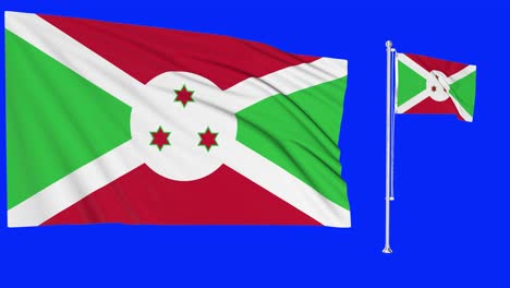 Greenscreen-Schwenkt-Burundi-Flagge-Oder-Fahnenmast