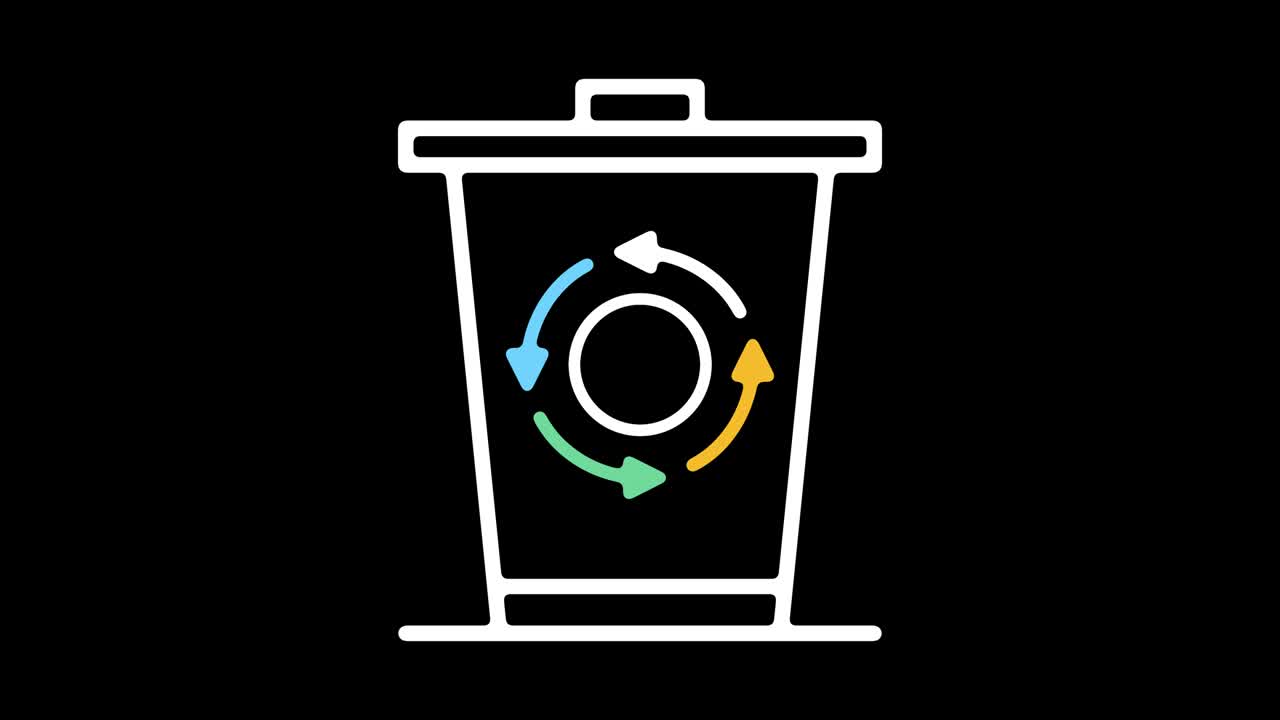 Solid Waste Management Line Icon Animation with Alpha
