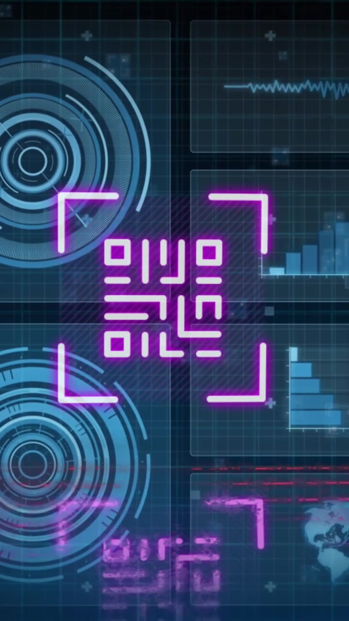 Animation of qr code over scope scanning and data processing