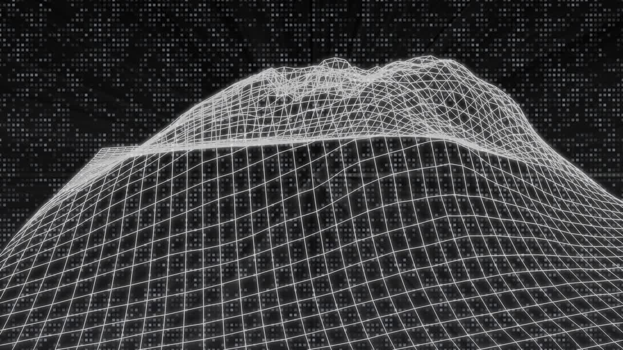 animación de fondo 4k análisis de marco de alambre abstracto montaña de espín