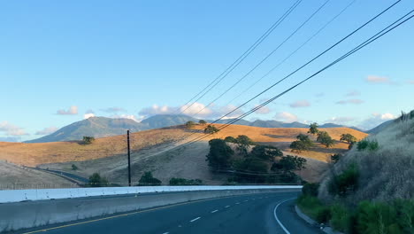 driving down back road kirker pass to concord, with a view of mount diablo, east bay california