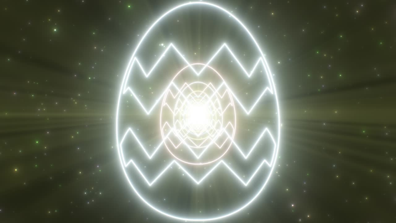 contorno en forma de huevo de pascua temporada de primavera luces de neón portal de túnel de brillo - animación de fondo de movimiento de bucle vj sin costuras de 4k