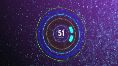 animación del escaneo del alcance y el procesamiento de datos sobre un fondo púrpura