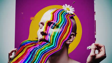 colorful abstract portrait with pills and flower