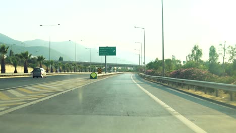 driving pov in highway in autumn