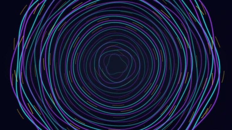 Abstract Motion Background with Pulsing Neon Circular Lines