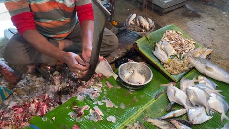 unknown venders selling fish at a street market in kolkata, west bengal, india